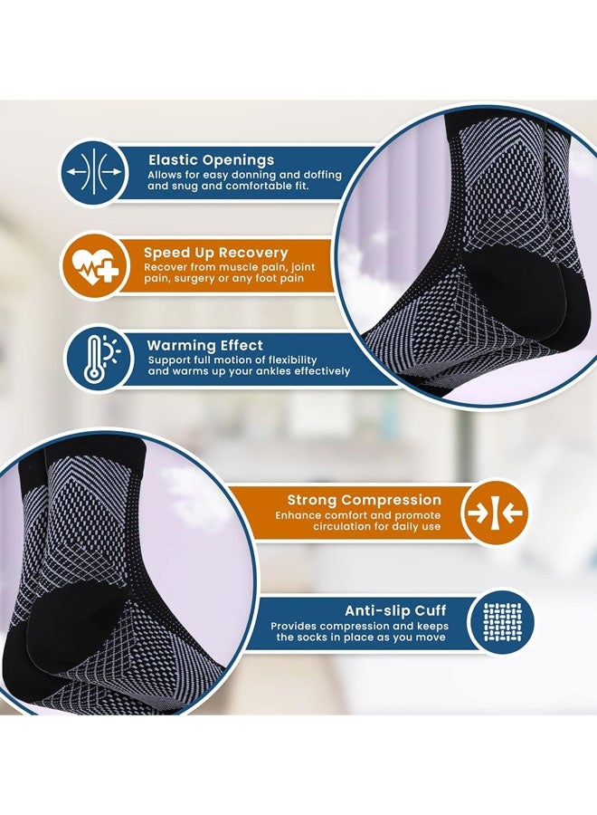 جوارب ضغط لالتهاب اللفافة الأخمصية، أكمام ضاغطة للكاحل، دعامات قوس القدم وتخفيف آلام الكعب، دعامات الكاحل للرجال والنساء - Image 3